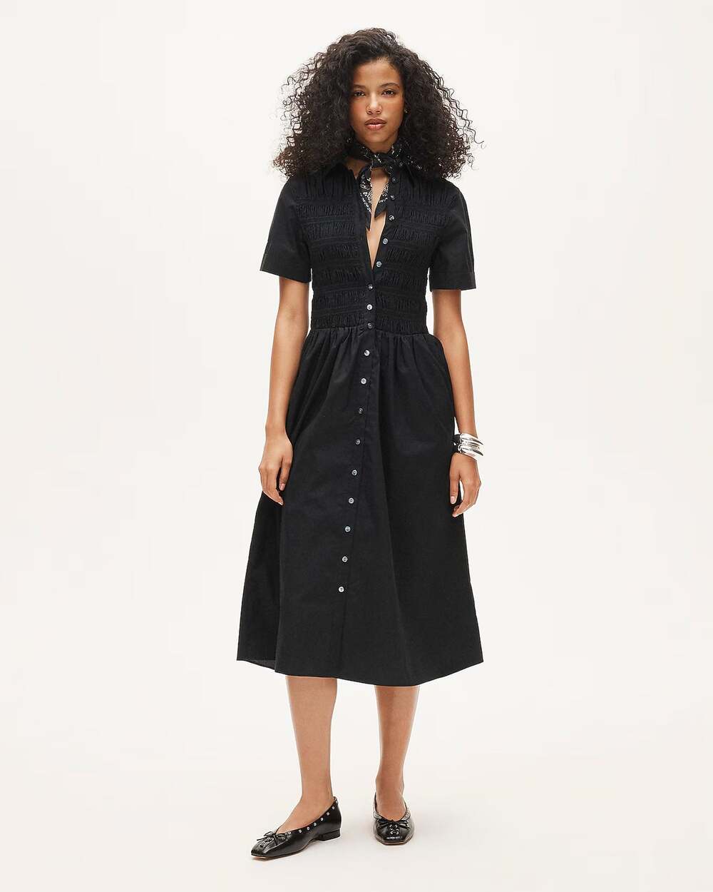 J.Crew Elsie Shirt Dress Cotton Poplin Black Size Small NWT